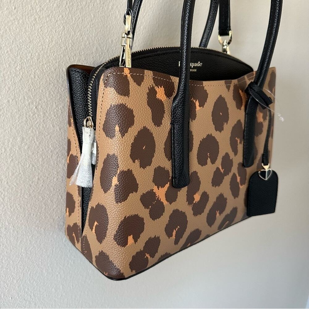 Kate Spade Margaux Leopard Leather Medium Satchel NEW - Picture 3 of 10